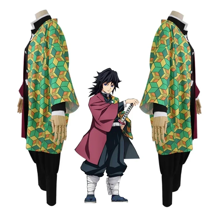 Anime Demon Slayers Kimetsu No Yaiba Tomioka Giyuu Cosplay Costume Men Kimono Uniform Halloween Christmas Party Clothes