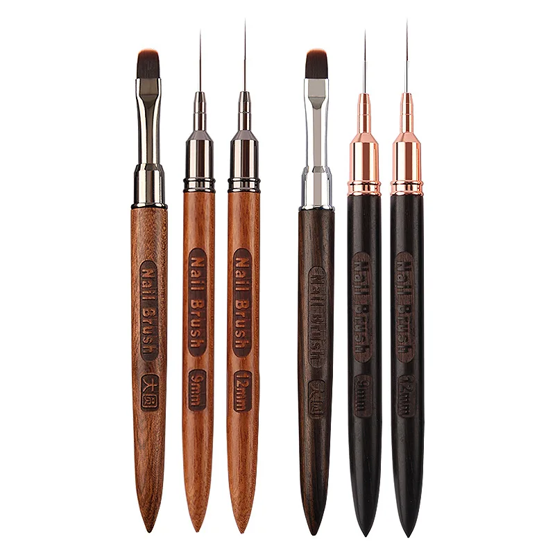 2/3Pcs Wooden Handle Reusable Anti-Slip French Lines Flower Painting Brush DIY Fine Details Manicure Tools