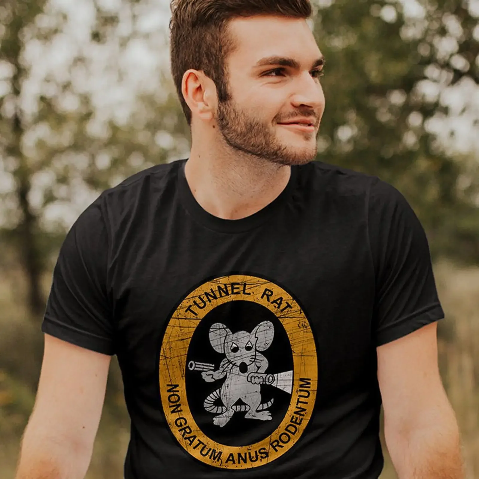 Tunnel Rat T Shirt Vietnam Veteran Military Funny Mouse Non Gratum Anus Rodentum  vintage Washed Soft Stylish Slightly fashion