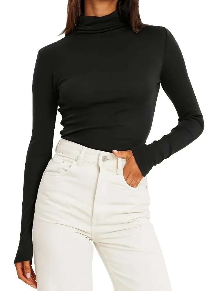 Maglione da donna taglie forti 2025 Nuovo autunno inverno maglione pullover a costine lavorato a maglia spessa dolcevita traspirante sottile caldo Pull Femme