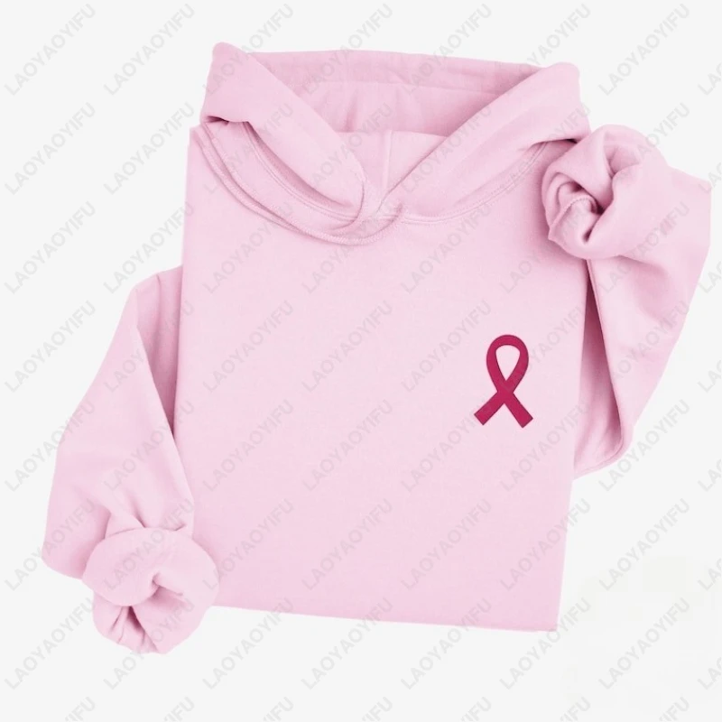 Pink Ribbon Breast Cancer Awareness Gift Sweatshirt Men Women Simple Couple All Match Pullover Vintage Classics Aesthetic Hoodie