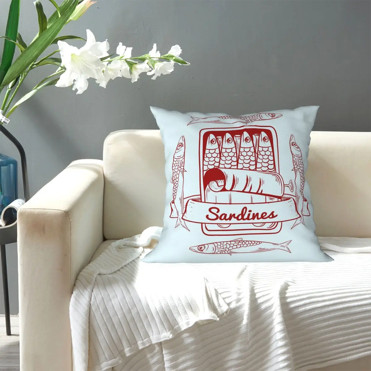 Tin Of Sardin Square Pillowcase Pillow Cover Cushion Decor Comfort Throw Pillow for Home Living Room