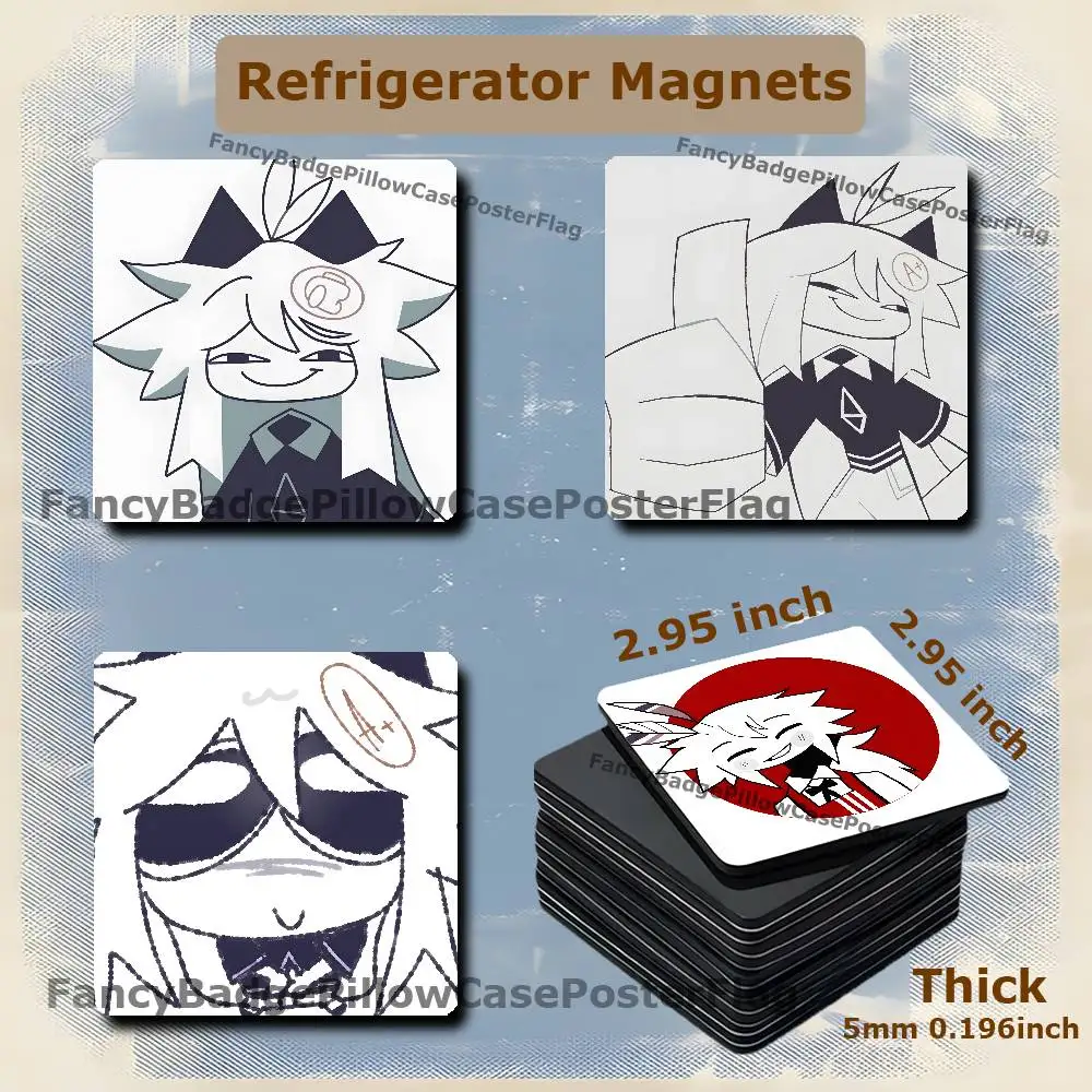 O-Oliver FPE Anime Fridge Refrigerator Magnet Set Creative Square Decorative Adhesive Stickers Magnets Festival Gift