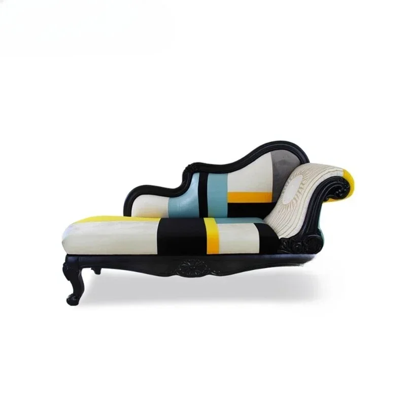 Solid wood carved concubine chair, neoclassical furniture, living room recliner, sofa couch