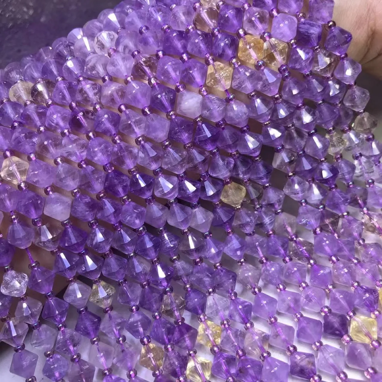 

Ametrine faceted 8mm purple yellow for DIY jewelry making flying saucer shape loose beads FPPJ wholesale 38cm nature