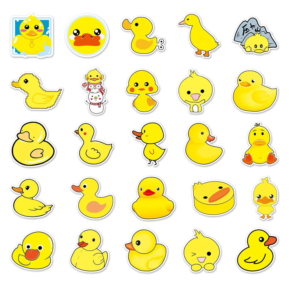 10/30/50PCS Little Yellow Duck Cartoon Personality Creative Graffiti Sticker Desk Guitar Computer Waterproof Sticker  Wholesale