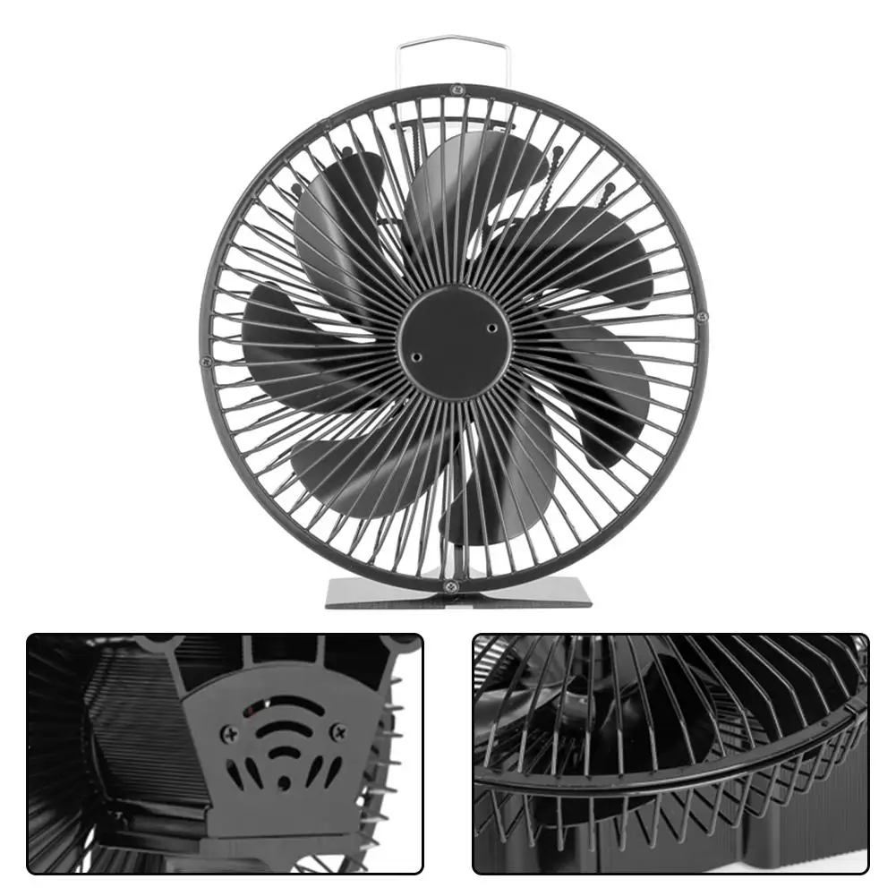 7 Blade Fan Fireplace Fan Efficient Heat Distribution High-Quality Material Protective Cover Rust Resistant Living Room