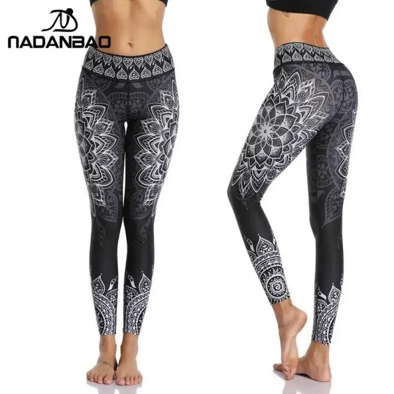 Nadanbao 2024 nova cintura alta mandala leggings cor gradiente calças de treino chakra fitness leggin para mulheres calças elásticas