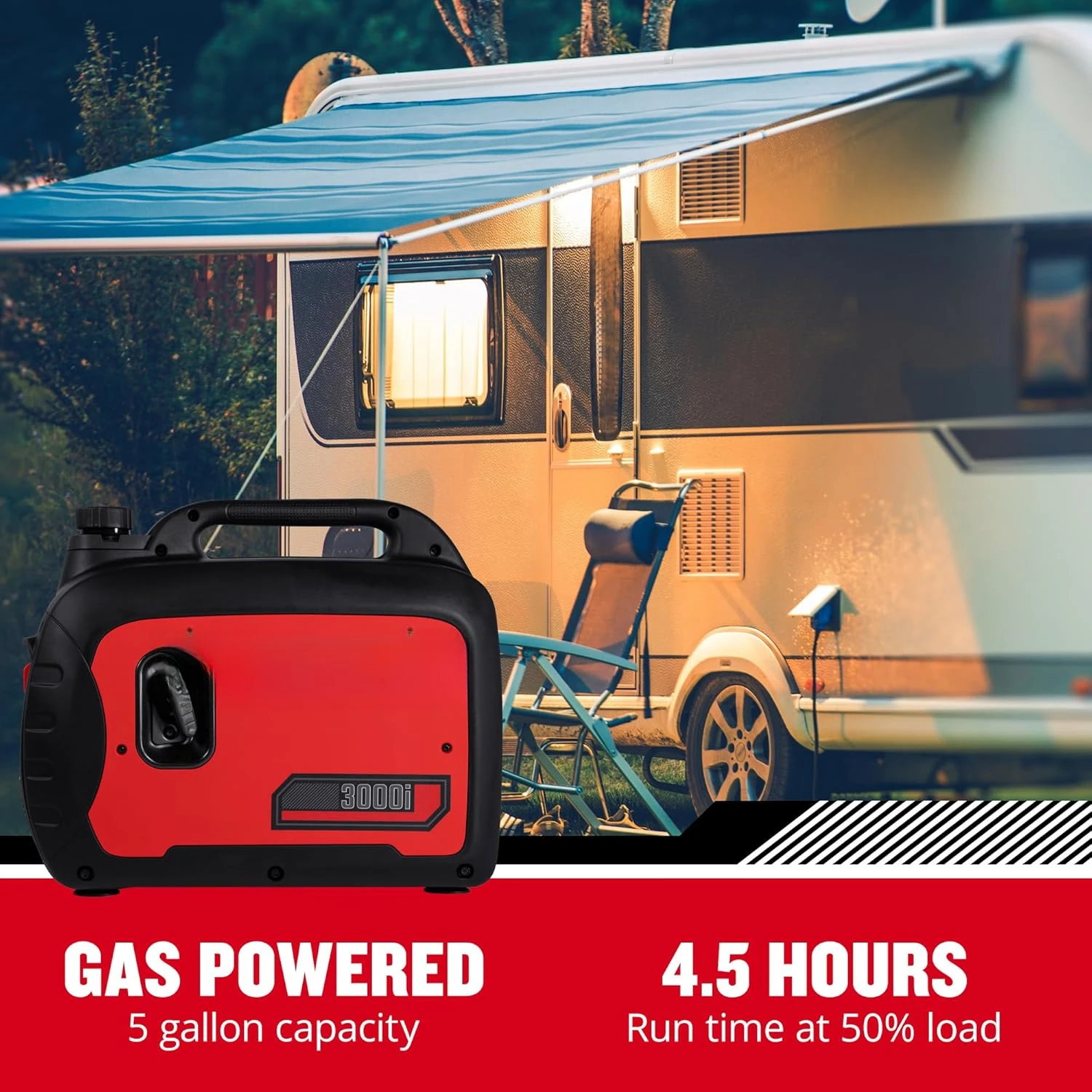 3,000-Watt Gas-Powered Portable Generator - Reliable & Versatile - Quiet Operation - Ideal for Outdoor Activities - Powered