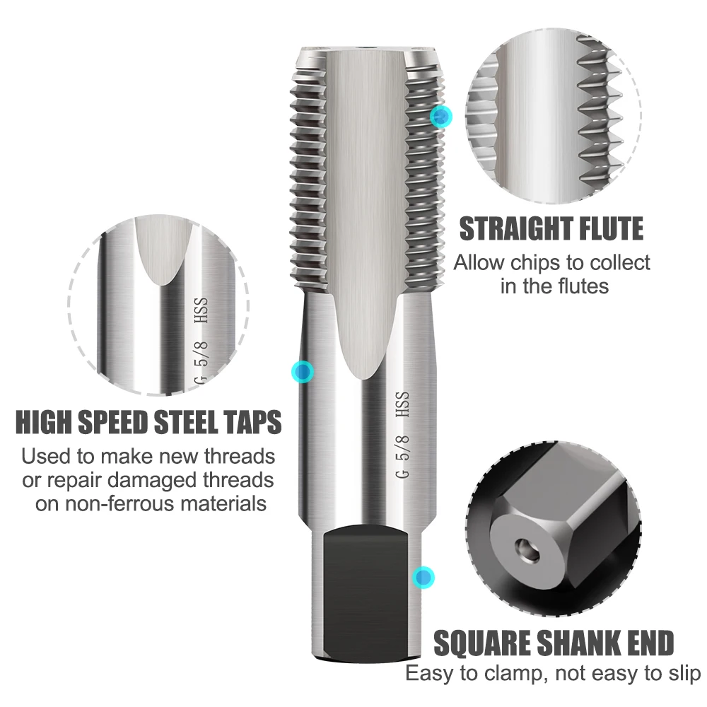Taper Tap Pipe G1/8 1/2 3/4 1 HSS Taper Pipe Tap BSP Metal Screw Thread Cutting Tools G Screw Tap for Iron Alloy Steel