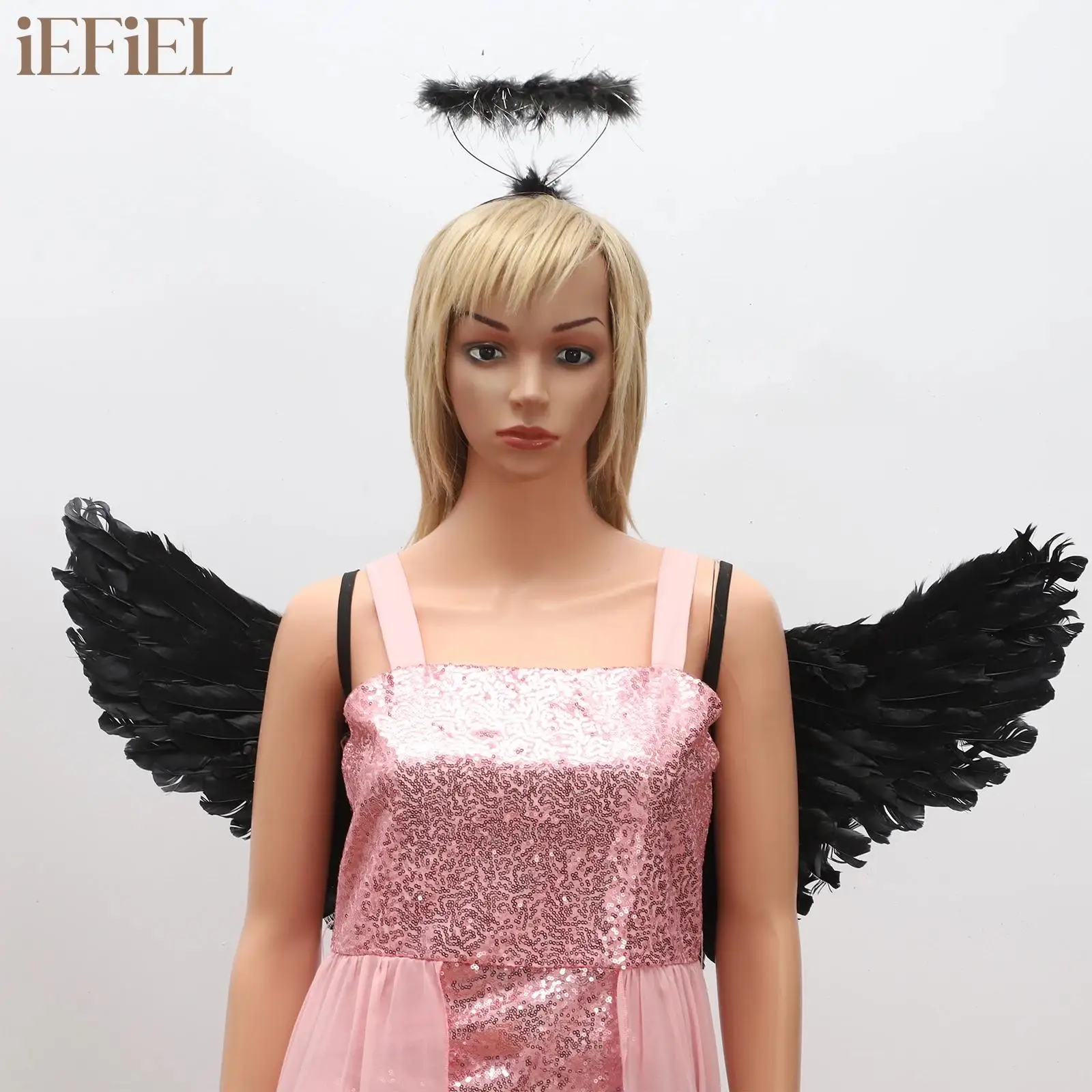 

Fashion Halloween Cosplay Angel Feathers Devil Wings Angel Cosplay Accessories with Headband Fairy Sticks Christmas Shows Prop