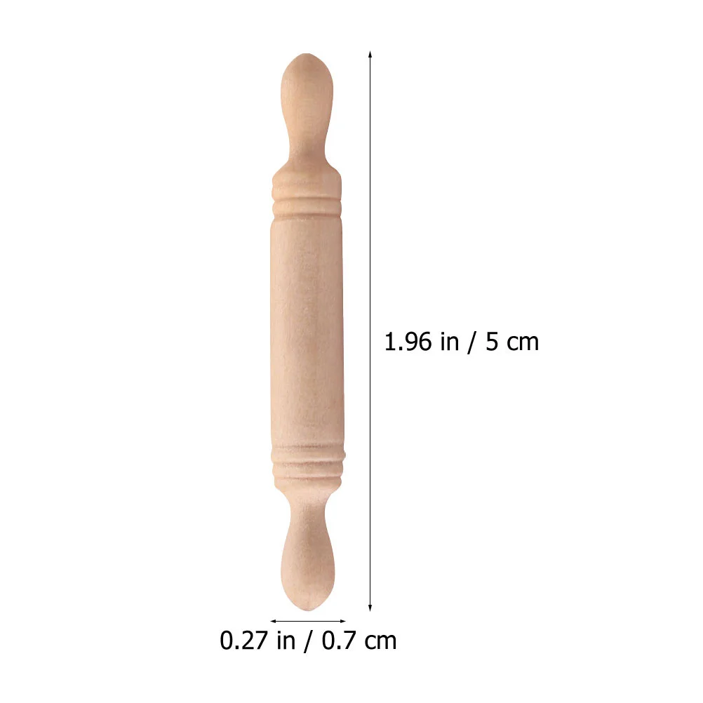 6 ชิ้นมินิไม้ Rolling Pin บ้านตกแต่งของเล่นไม้ขนาดเล็ก Tiny Roller ตกแต่งห้องครัวของเล่นเด็ก