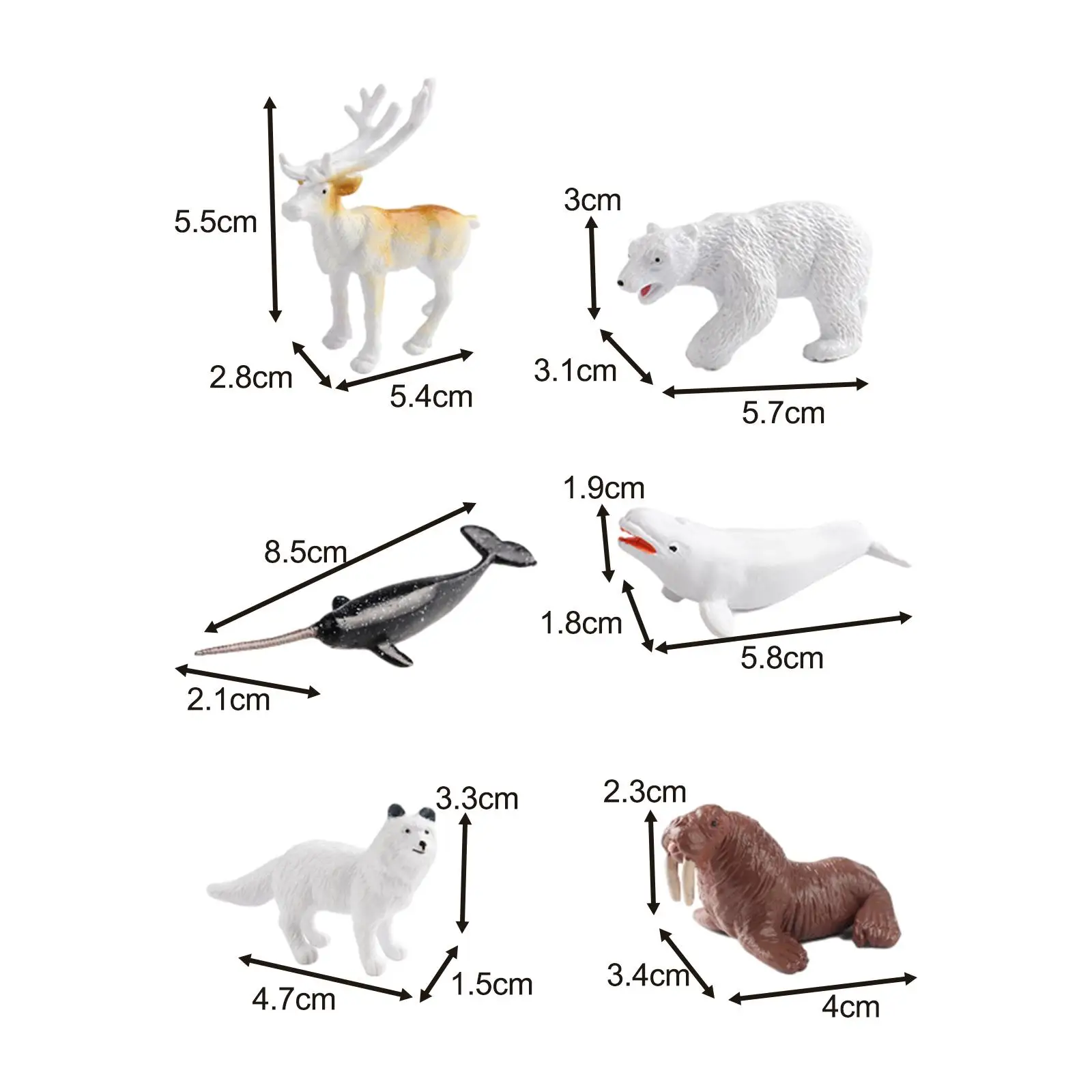12x Arctic Animal Figures Toy Decoration Realistic Educational Interactive Valentines Day Gifts for Kids for School Classroom