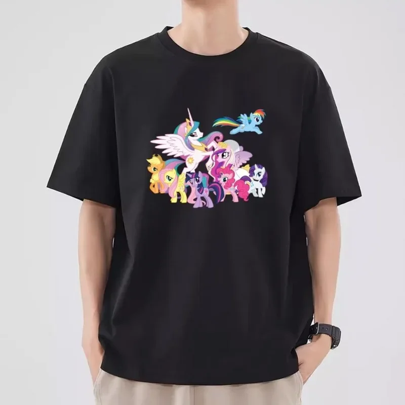 My L-Little P-Pony T Shirt Women Couple Combination Clothes Short Sleeve Collar Fashion T-shirt Man Cotton