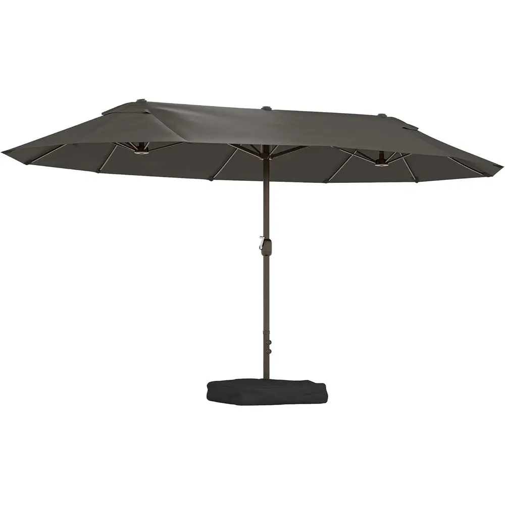 

15ft Steel Double-Sided Patio Umbrella with Base, Easy Crank for Outdoor Sun Protection