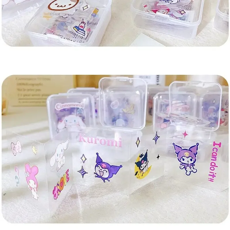 Imagem -06 - Sanrio-ervilhas Bonitos dos Desenhos Animados Adesivos Manual Transparente Adesivos Papelaria Decorativa Faça Você Mesmo Kuromi my Melody Pet 15 Pcs 30 Pcs