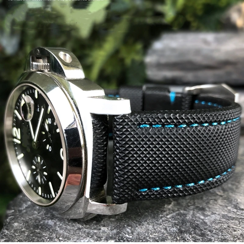 

20mm 22mm 24mm 26mm Nylon Watchband for Panerai PAM01661 441 Marina SUBMERSIBLE 441 386 Leather Strap Black Blue Bracelet