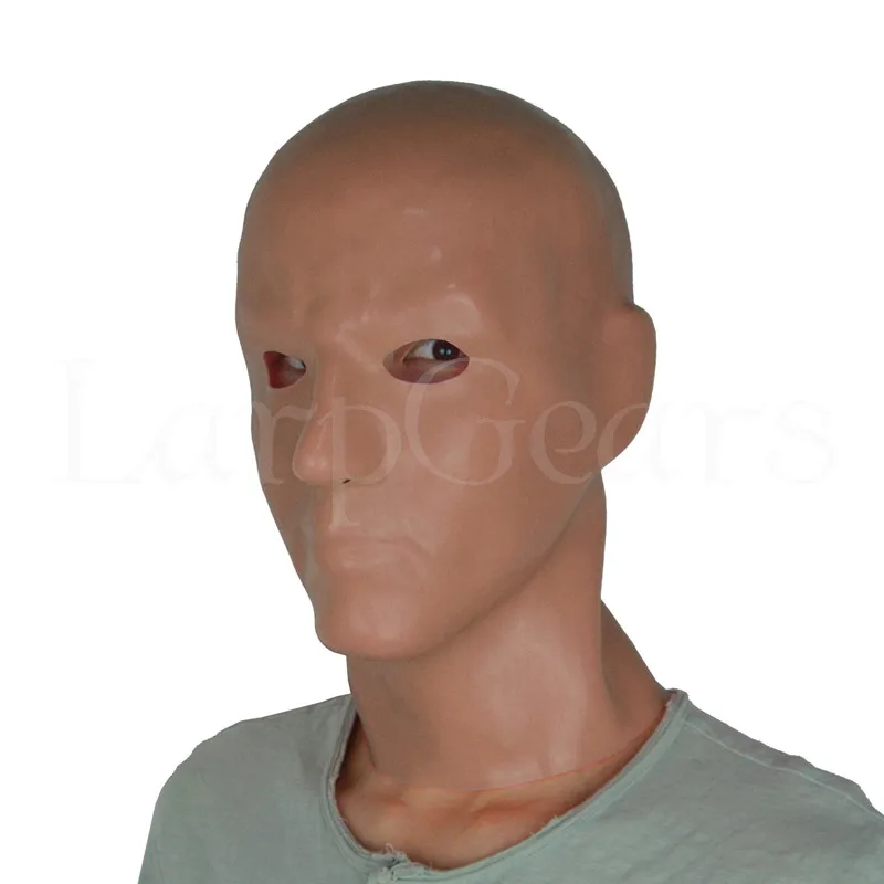 New Rubber Latex Men Face Mask 3D Moulded Latex Human Mask(Fits 59-63cm) Open Eyes