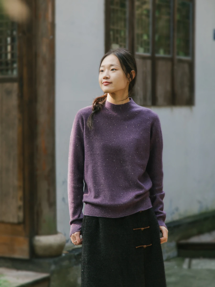 

Ultra Soft Camere Knitted Mid-Ne Loose Sweater Sl Crt Women's Premium Faion Spring Autumn Winter Long Sve Top