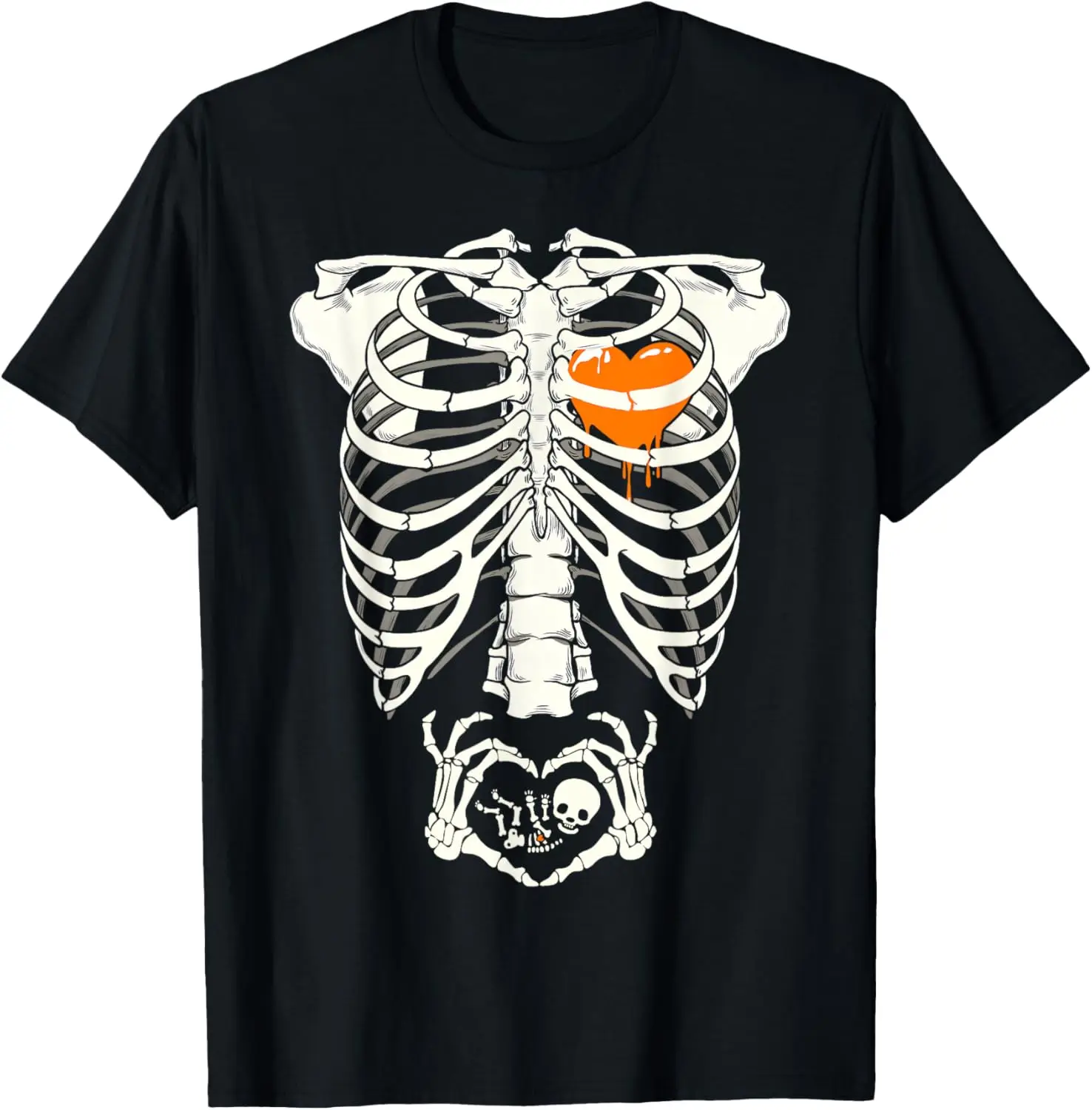 Skeleton Pregnancy Announcement New Mom Halloween Women T-Shirt