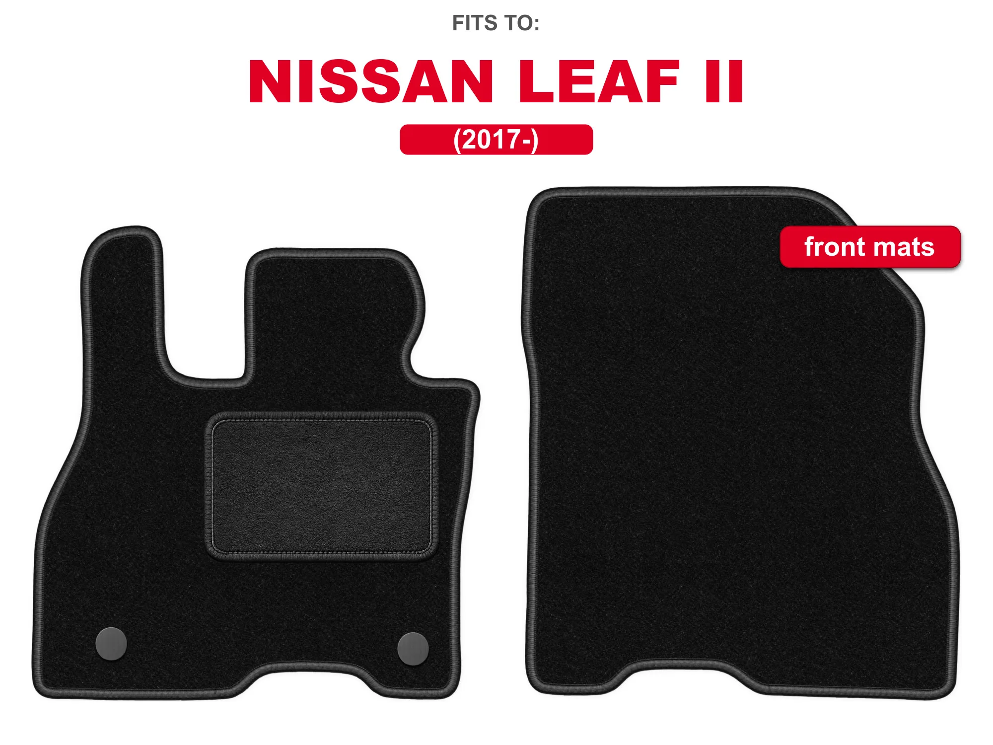 Velours vloermatten voor: Nissan Leaf II 2017- hatchback zwarte auto vloermattenset voor voertuigvloer