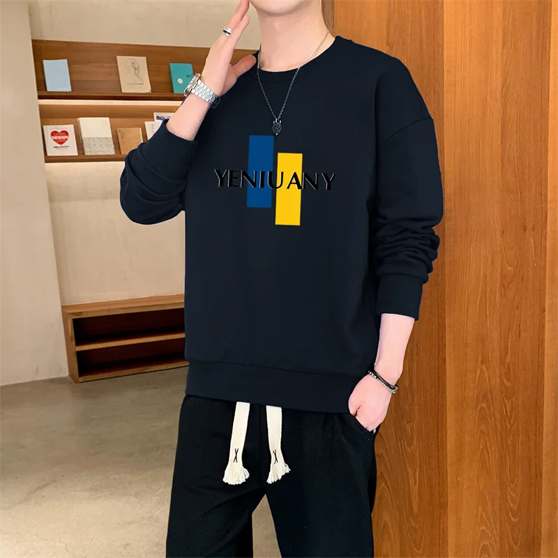 Komplet dla par: luźna bluza z okrągłym dekoltem, męska koszulka bazowa, 2-częściowy zestaw spodni dresowych, spodnie, top, T-shirt, odzież uliczna na wiosnę i jesień.