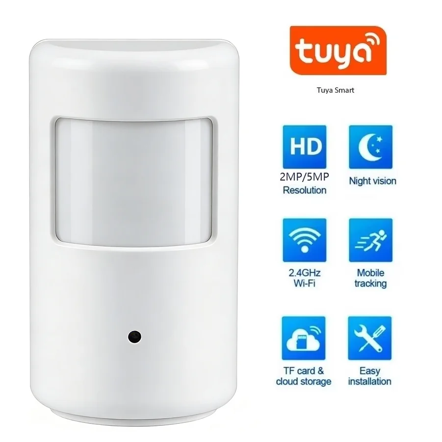 

Tuya Smart PIR Style Disguised WiFi Camera 1920P Invisible Lens 940nm Night Vision 2-Way Audio Mini Design Home Security Monitor