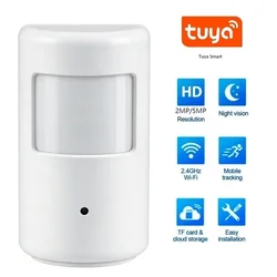 Tuya Smart PIR Style Disguised WiFi Camera 1920P Invisible Lens 940nm Night Vision 2-Way Audio Mini Design Home Security Monitor