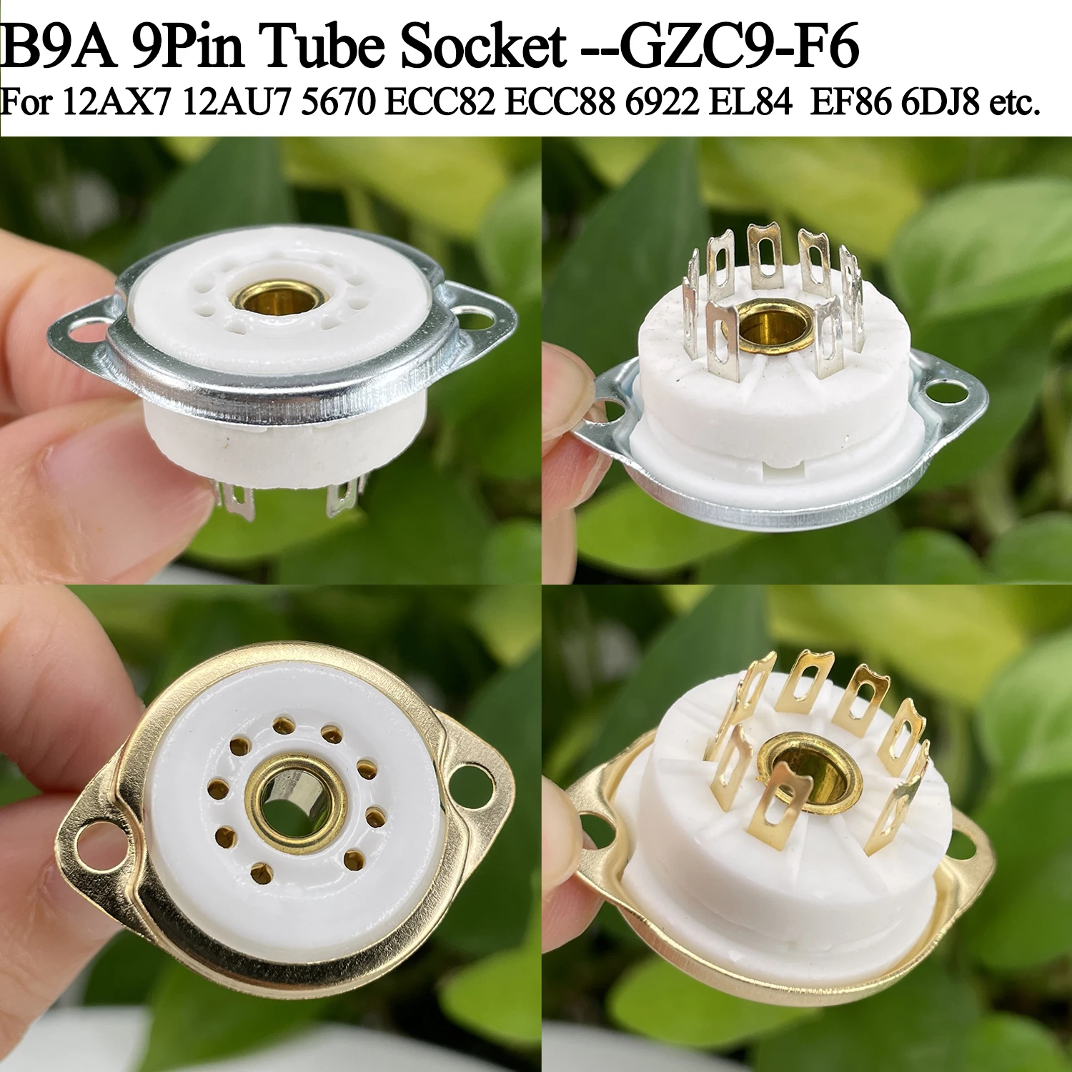 

B9A 9PIN Valve tube socket GZC9-F6 For 6922 EL84 6DJ8 ECC88 12AU7 ECC82 12AX7 7199 EF86 5670 Tube Amplifier Audio DIY