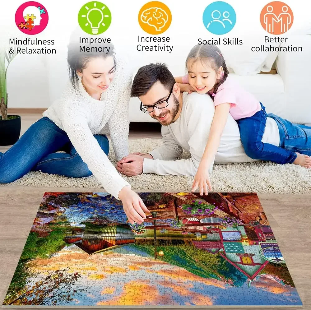 Beautiful Scenery 120/300/500/520/1000/1314 Pcs Jigsaw Wooden Puzzles for Gameroom Bedroom Party Birthday Gift Challenging Game