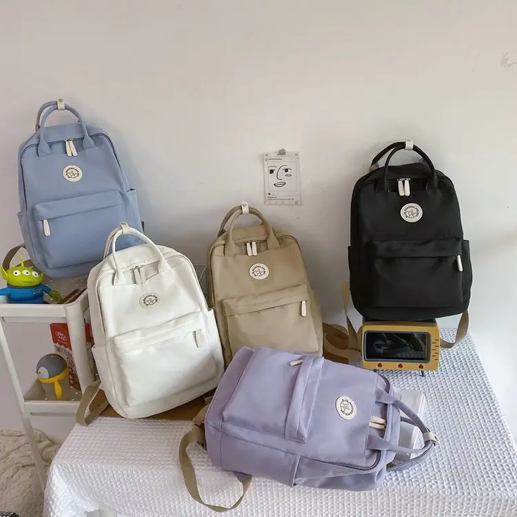 Japanese Style ins Schoolbag Female Middle School Student 2023 New Simple Pure Color Large Capacity Backpack Female Travel Ba...