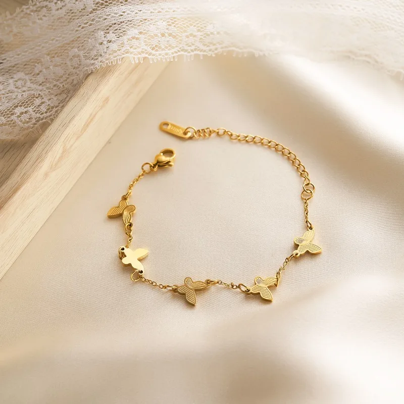 צמיד פרפר מתכת נירוסטה בצבע זהב 18 קראט מתכוונן לנשים ובנות תכשיטים אביזרים מתנות סיטונאיות