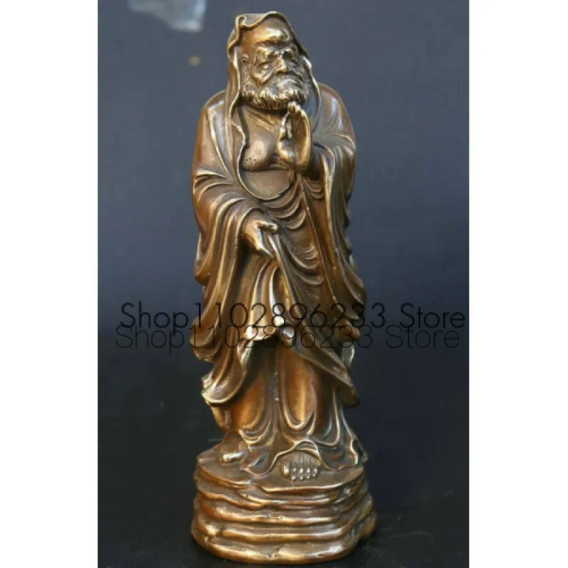 

7.5" Chinese Buddhism Bronze Arhat Damo Bodhidharma Dharma Buddha Wealth Statue