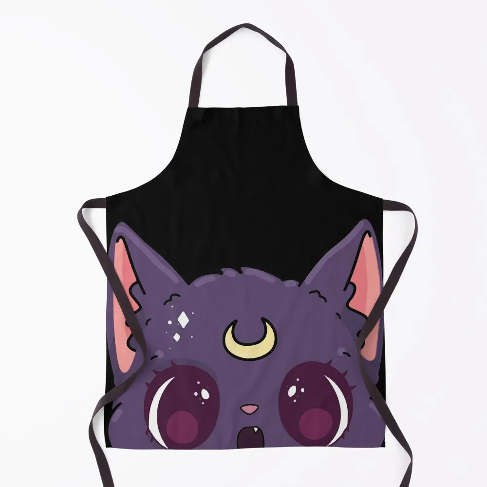 Luna Cat Chibi Anime Peeker Apron chef for man women's kitchens christmas Apron