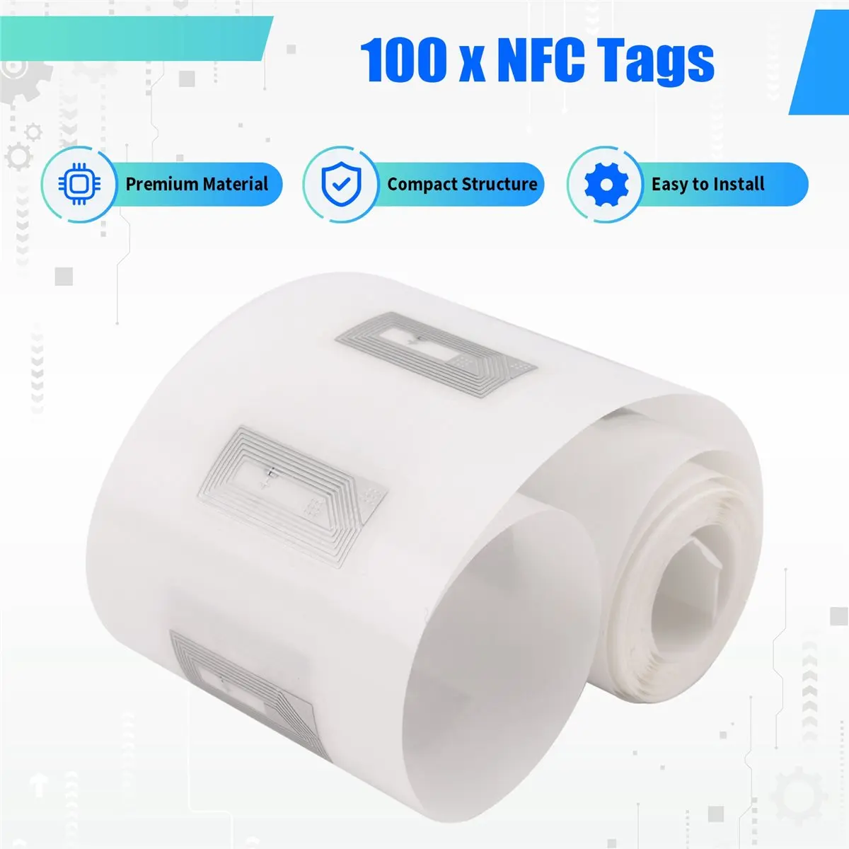 2025 New +100 PCS NFC Tags Sticker with NTAG213 Chip Blank NFC Stickers Adhesive Labels RFID Tags Rewritable 144 Bytes Memory