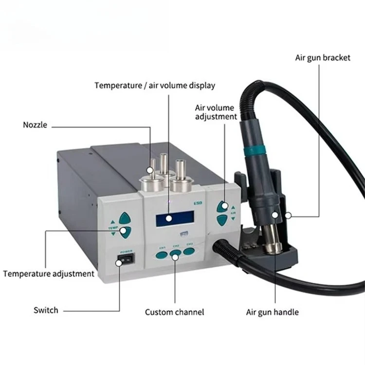 Applicable to QUICK 861DW 1000W Hot Air Rework Station PCB Soldering Repair Tool with Replaceable 5 6 8mm Heat Gun Nozzle view 2