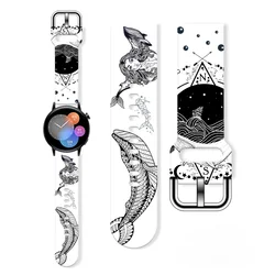 20mm Dolphin Printed Strap for Samsung Galaxy Watch 6/5 40mm 44mm 6Classic 47mm Band Replaceable 22mm Bracelet for 5Pro 45mm