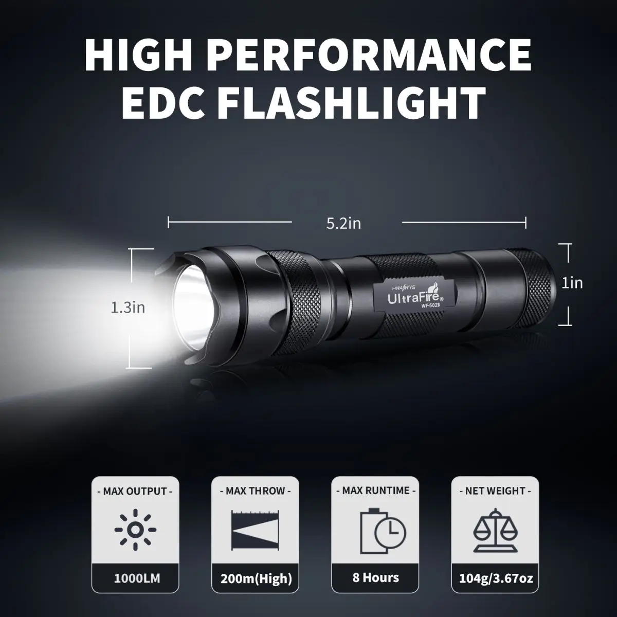 UltraFire WF-502B Powerful LED Tactical Flashlight 1000 Lumens High Power Lanterna Rechargeable Lamp Camping Torch Flash Light