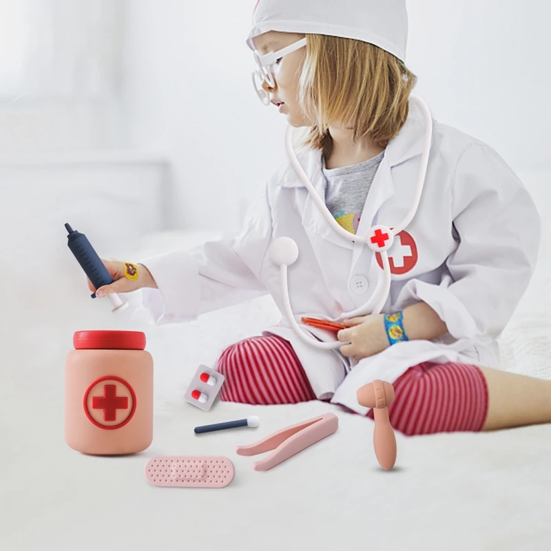 Juego de juguetes de silicona para niños, caja médica de simulación Montessori, casa de juegos para bebés, juguete educativo, regalos de Navidad