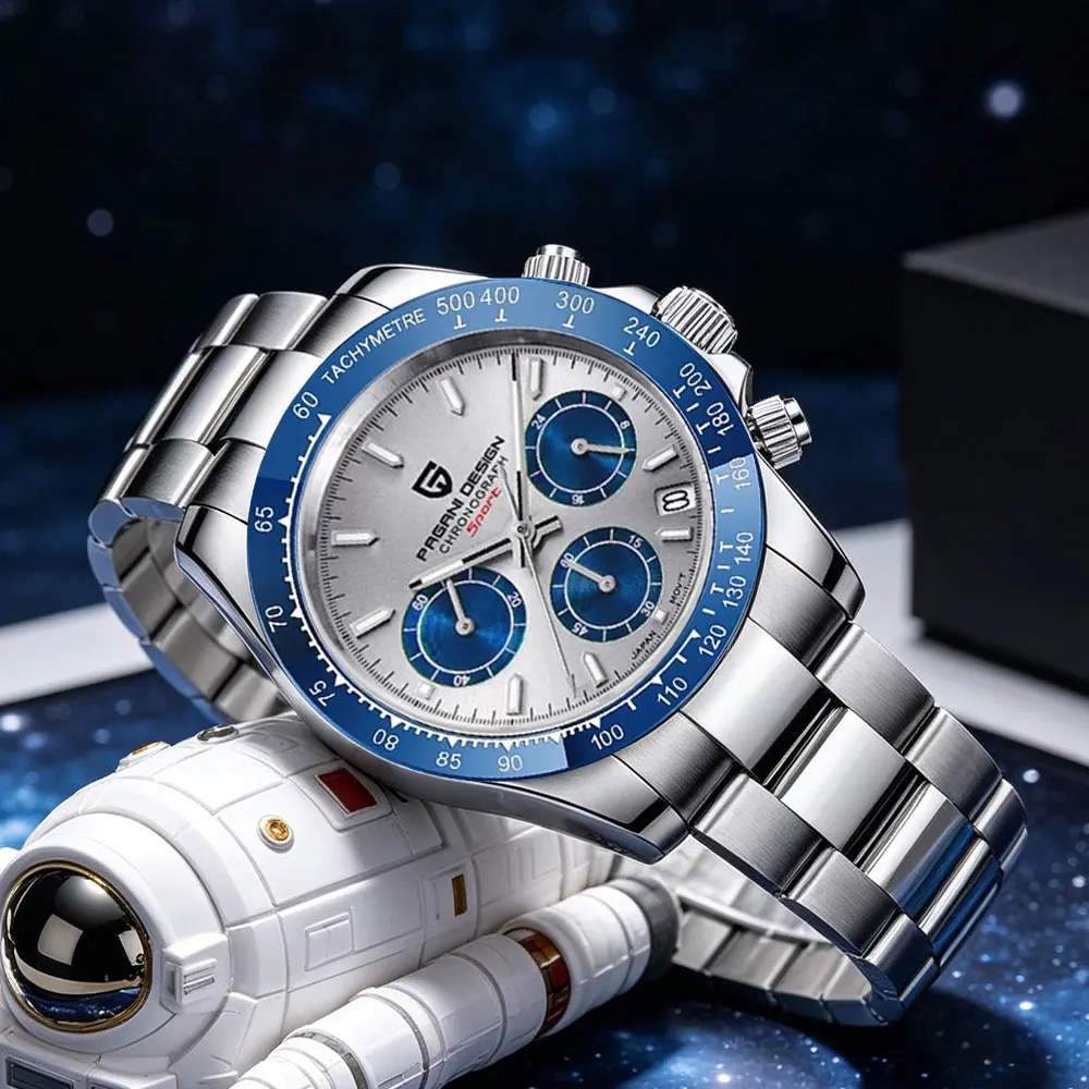 PAGANI DESIGN 40mm Men's Watch Stainless Steel Chronograph Top Brand Quartz Wristwatch Sapphire Glass VK63 Gift Watches for Men view 4