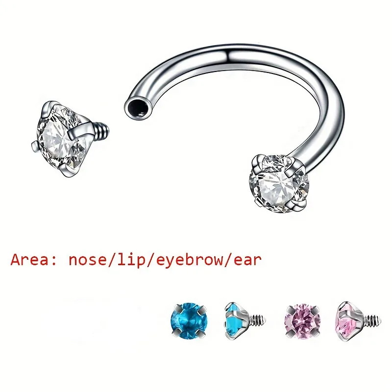 Anneau de septum antarctique en fer à cheval, bijoux de corps piercing, boucle d'oreille en acier inoxydable, contour contre-indiqué, cerceau Jules Nostril, cartilage Helix, 2 pièces