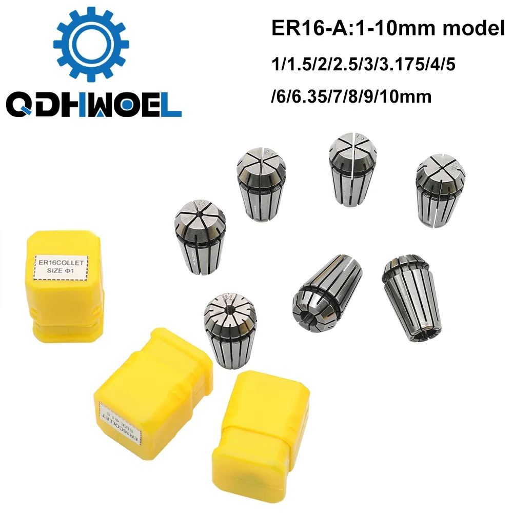1pcs ER16 Collet 1-7MM 1/4 MM 6.35MM 1/8MM 3.17MM 5 Sping Collet Set For CNC Engraving Machine Lathe Mill Tool
