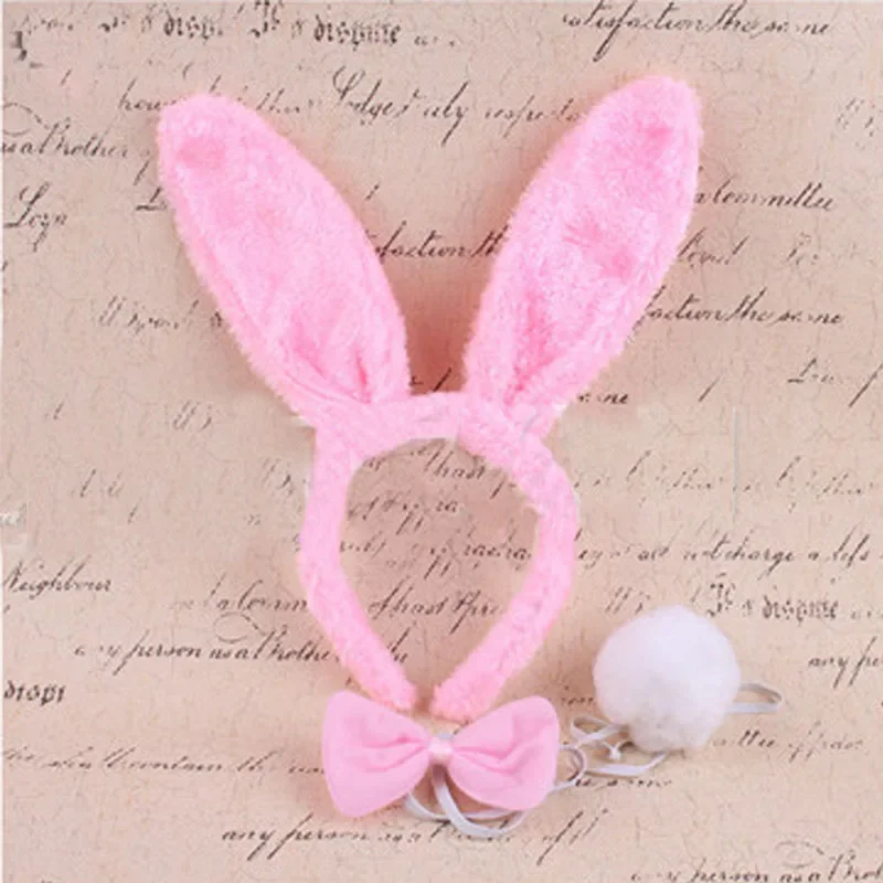 大人子供ぬいぐるみ女性ふわふわウサギの耳カチューシャテールネクタイ誕生日パーティーコスプレ衣装イースターハロウィンクリスマス
