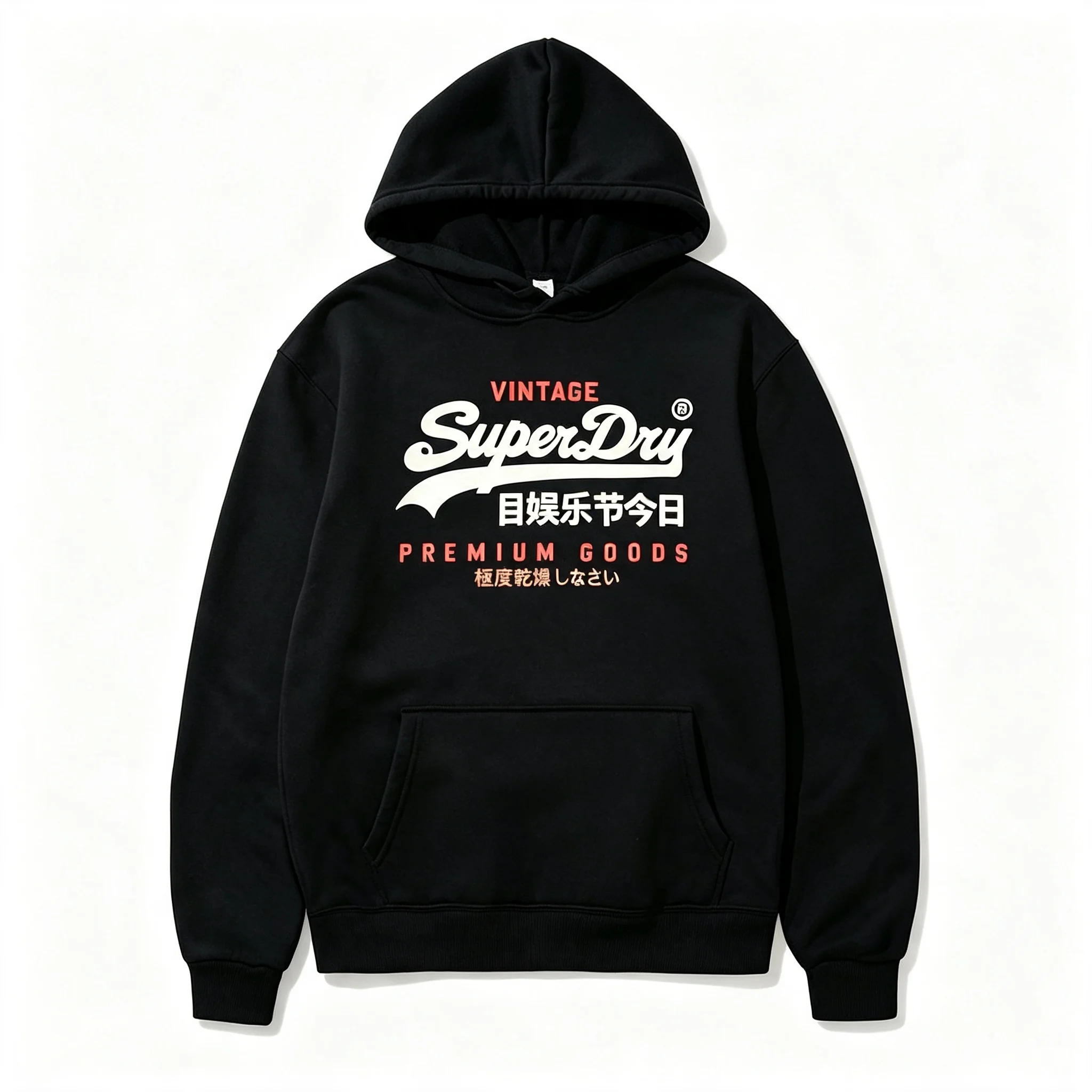 Herren Vintage Hoodie im japanischen Stil, SuperDry-inspirierter Grafikdruck-Sweatshirt, Streetwear Pullover mit Kapuze, Neuheit 2026 – Detail 6