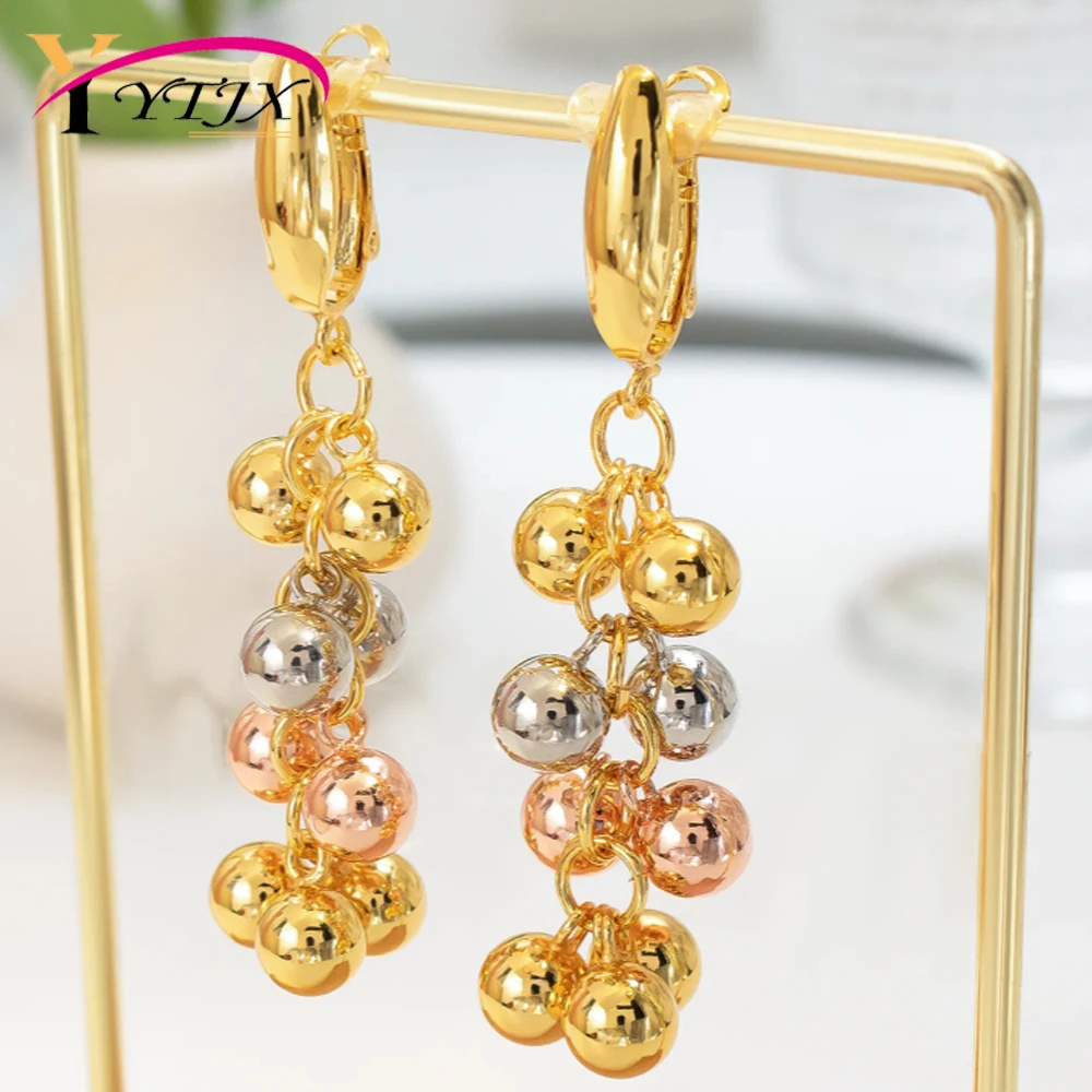 

YTJX 18K Copper Gold-Plated Punk Metal Colorful Ball Tassel Pendant Earrings Girls trendy Jewelry Accessories Gift Wholesale