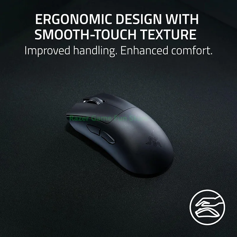 Razer DeathAdder V3 HyperSpeed Wireless Ergonomic Esports Mouse - 55 g Ultra-Lightweight Design Smooth-Touch Texture