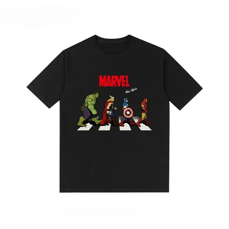 

Marvel T-shirt Avengers Captain America Iron Man Summer Short Sleeve Cotton Print T-shirt 2025 Men Women Fashion Casual Tee Tops