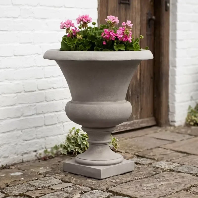 Classic Fiberglass Garden Flower Pot High Outdoor Decorative Planter Suitable For Villa Hotel Courtyard Landscape Design High