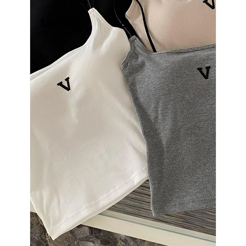 Women's Tank Top Letter Korean Version Slim Fashion Casual Versatile With Chest Pad Cotton Sleeveless Tank Tops