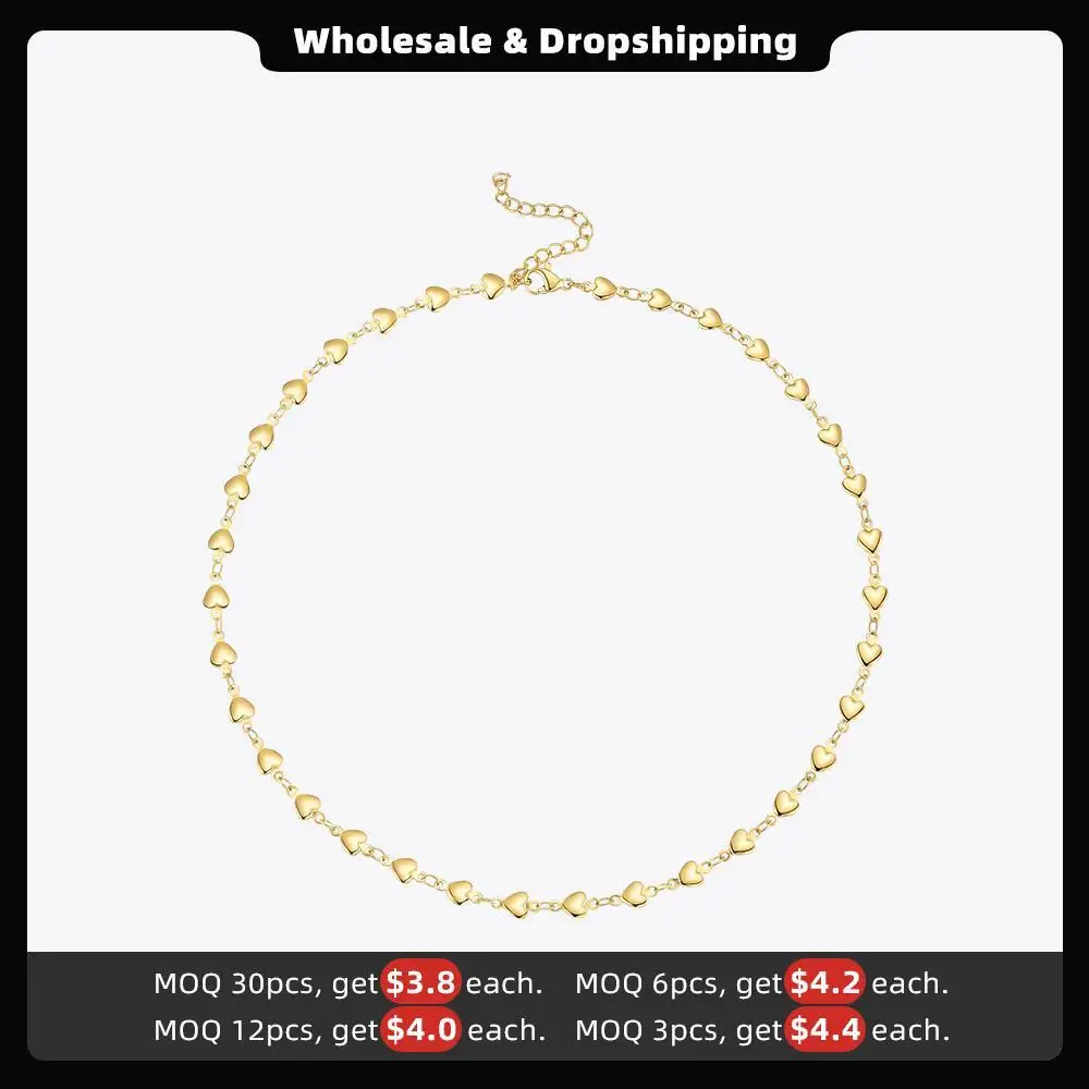 ENFASHION Vintage Connected Hearts Necklaces For Women Gold Color Necklace Fashion Jewelry Stainless Steel Party Collar P203190